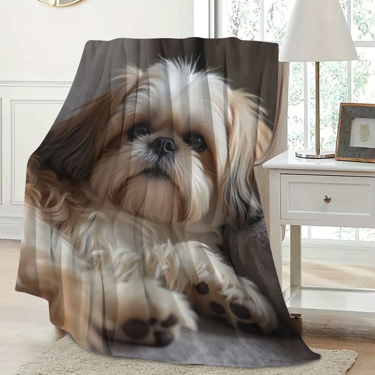 Super Soft Blanket Cute Shih Tzu Pattern Home Sofa Throw Office Nap Air Conditioning Blanket Multifunctional Warm…: retailer-supplied image