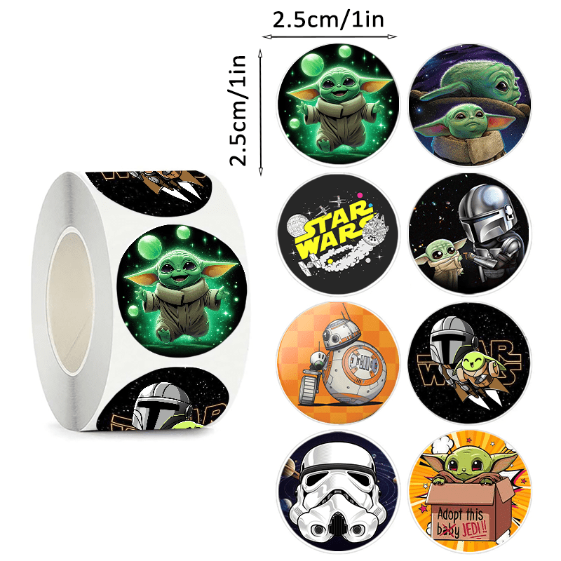 E-shop Autorisierte Star Wars 500 Stück Aufkleber, PVC Runde Etiketten, Lehrer Belohnungen, für Partygeschenke, Einladungssiegel, Handgemachte Alben,