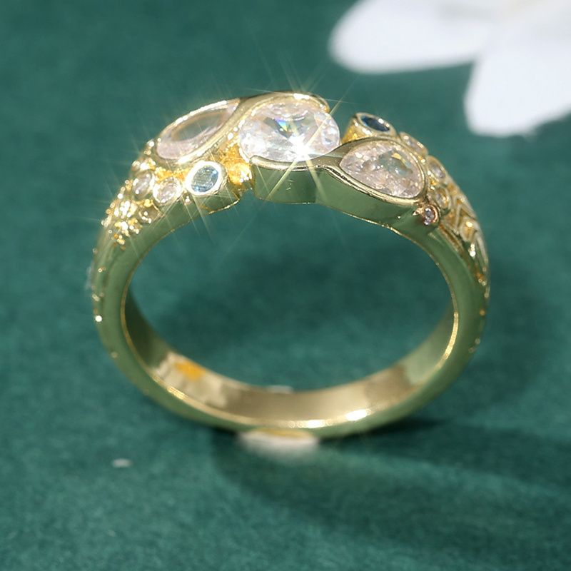 Creative Geometric Golden Color Exquisite Rings