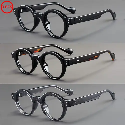 3pcs retro round small frame pc for men women blue light blocking presbyopia glasses hd clarity lightweight 3 color options black transparent care vintage style stylish design unisex eyewear office workers