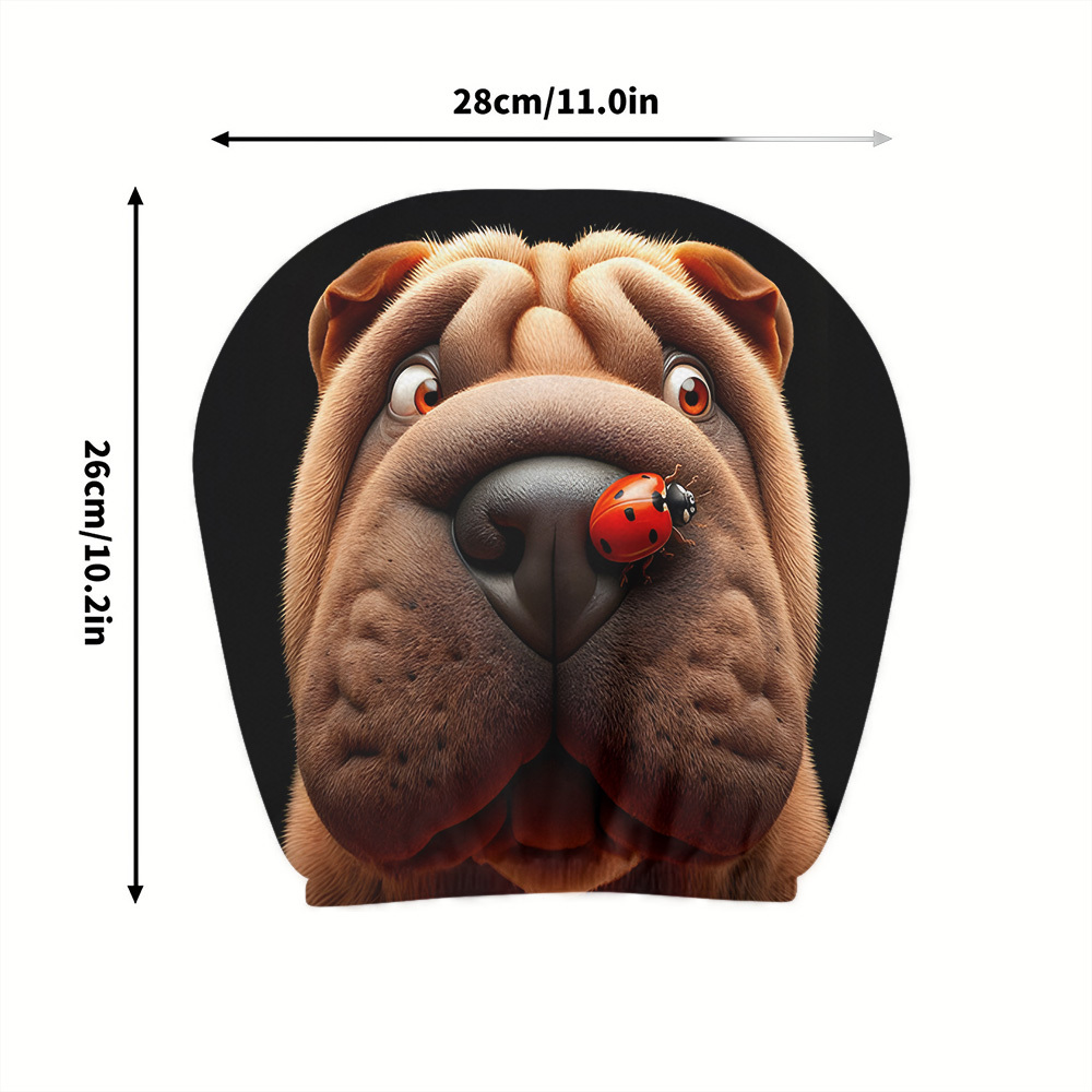 TEMU 2pcs Set, -pei And Ladybug Print Headrest Covers, Interior Decoration, No Filling Material, And Wash. Perfect For Cozy Moments Trips, A Fun