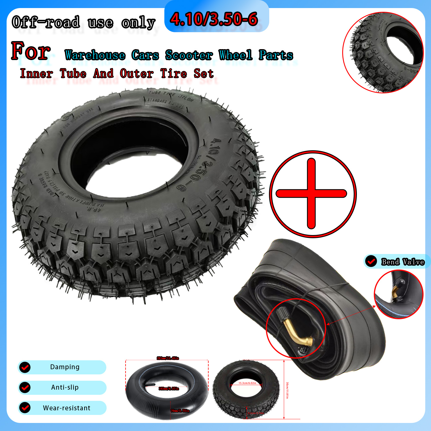 thumbnail interactive-video image 1 of Two Air-Loc 11X4.00-4 Lawn Mower Turf Tires – 4 Ply Tubeless, Free Valve Stems 1 of 5