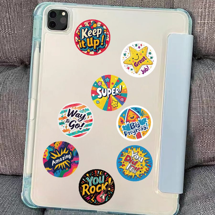 TEMU 520pcs/roll, Golden English Inspirational Encouragement Pattern Stickers, Suitable For Tablets, Phone Cases, Notebooks, Product Packaging,