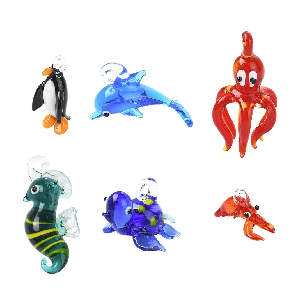 TEMU 6 Piezas de Colgantes de Vidrio Hechos a : de Mar, , y - Realistas de Animales Marinos para Hacer Joyería, Collares, Pulseras y Aretes con