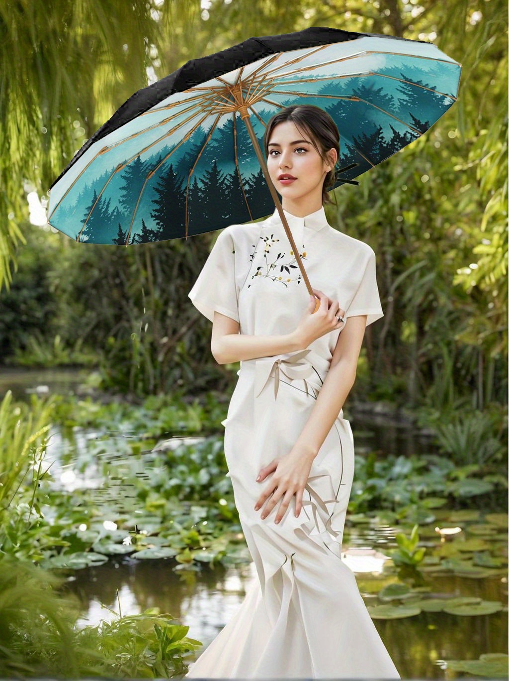 Pare-soleil Parapluie Marché Parasol Parapluie 300cm Crème Solaire