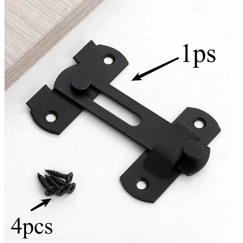 TEMU 5pcs Set [1 Latch + 4 Screws] Commercial-grade Heavy-duty Stainless Steel Sliding Barn Door Lock 180-degree Flip Latch For Pet