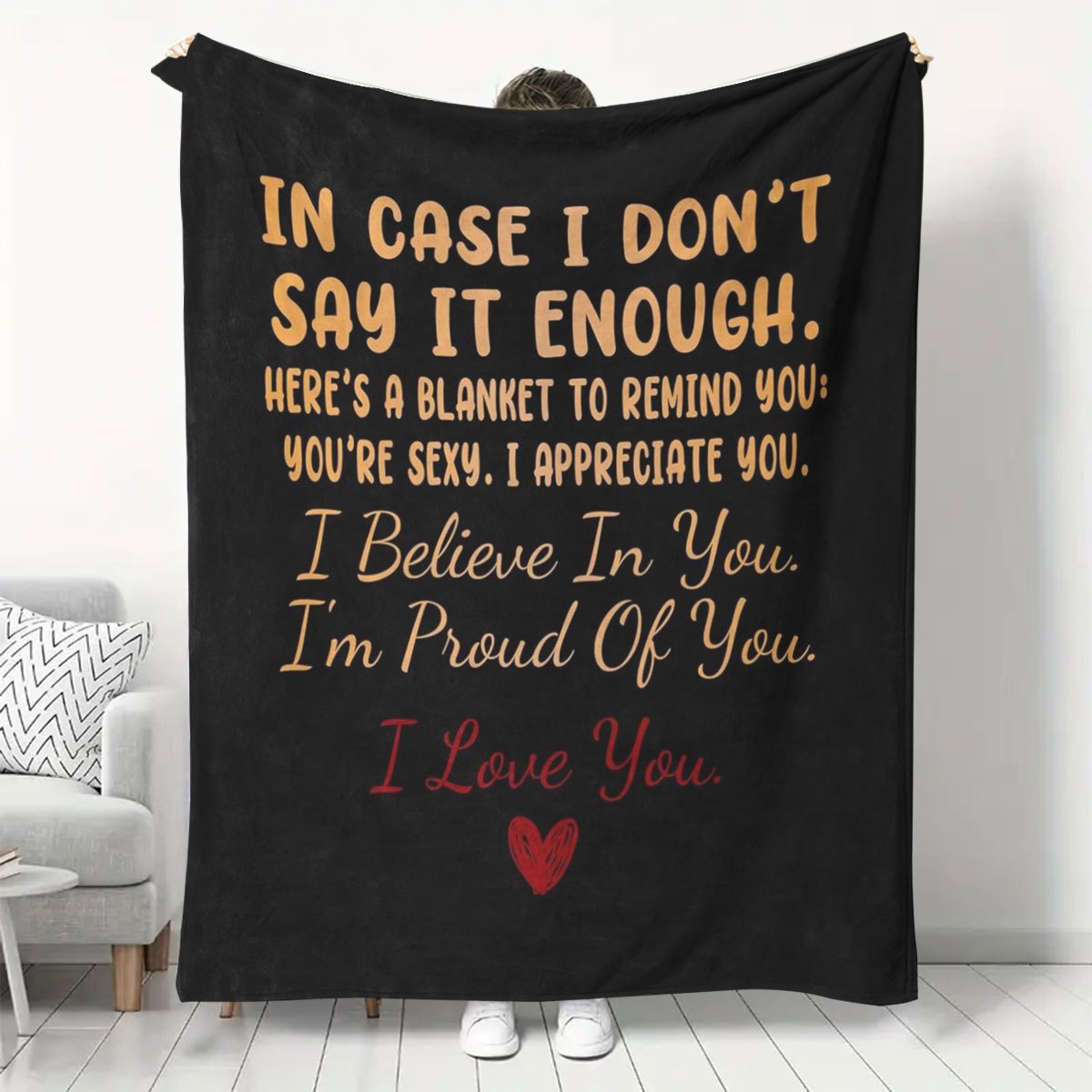 

Romantic I Love You Throw Blanket - Perfect Gift For Wife, Girlfriend, Or Couples On Wedding Anniversary, Christmas, Valentines Day - Soft Flannel, , Black