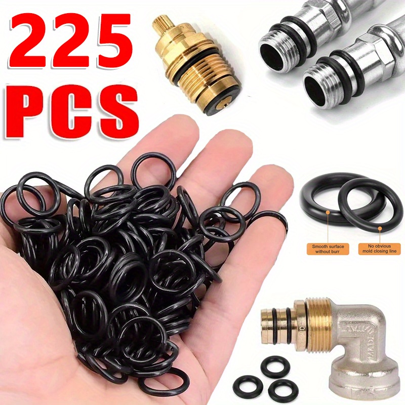 225pcs o ring set gaskets 18 size nitrile rubber round gasket seal elastic oil   washer seals professional plumbing repair