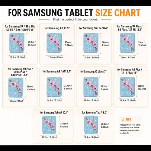 tablet cover with stand printed orchid stem for samsung for galaxy tab s6 lite s7 s7 s7 fe s8 s8 s9 s9 s9 fe s9 fe s10 s10 fe a8 a9 a9 a11 a11 8 5 11 12 4 inch foldable lightweight tablet case