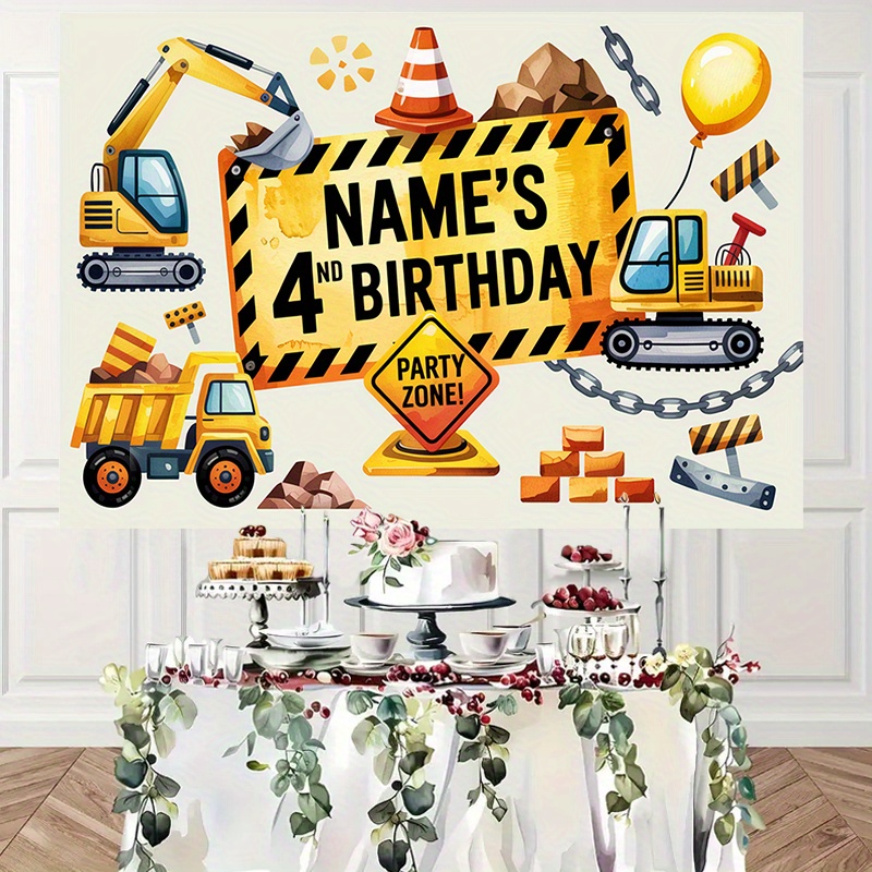 76-Piece Truck Themed Birthday Party Decorations Kit - Backdrop, Balloons, Tablecloth, Cake Topper & More