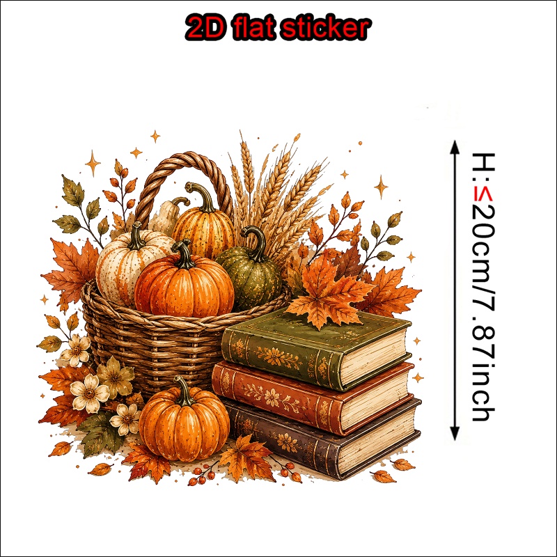 TEMU Iron-on Transfer, 1pc Pumpkin Basket Book 2d Flat Heat Transfer Patch, Durable Vinyl Iron-on Sticker, Suitable For T-shirts, Sweatshirts, Jeans,