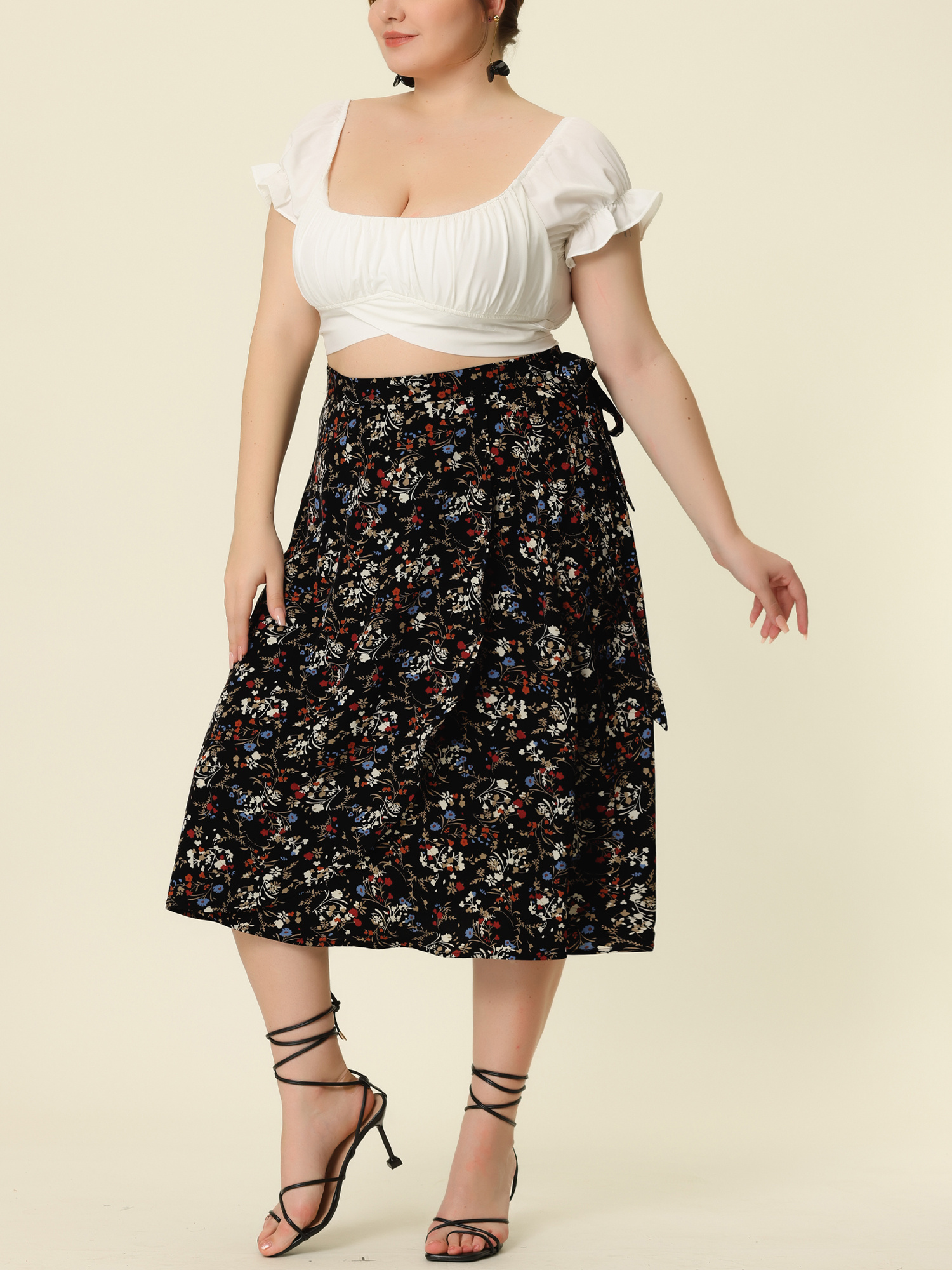 chic boho floral wrap skirt women plus size high waisted Temu