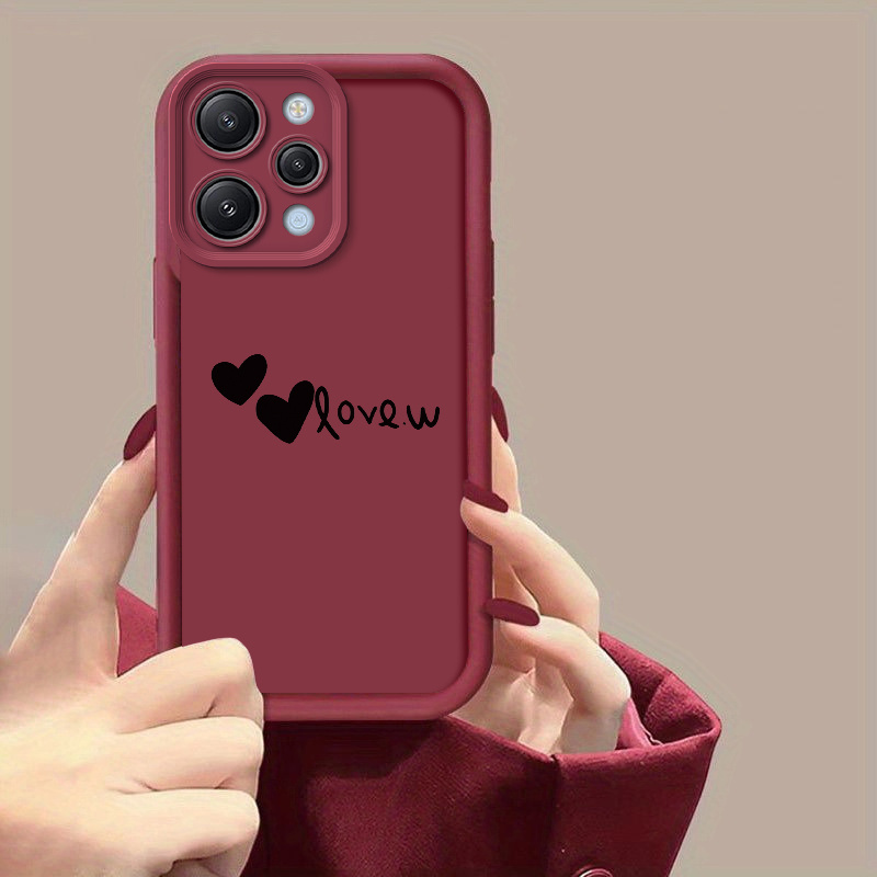 TEMU Phone Case: Phone Case Suitable For Redmi 12 Tpu Protective Casing Black Heart Shockproof Trendy Cover