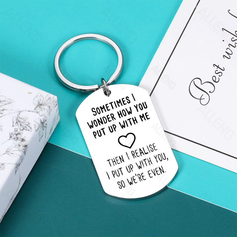 Stainless Steel Keychain for Couples, Engraved Love Quote Keyring,  Romantic Gift for Husband from Wife, for Boyfriend from Girlfriend,  Anniversary,