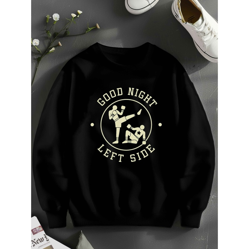 

Left Side Sweatshirt, Crew Neck Casual Sweatshirt For Fall & Spring, Women's Clothing