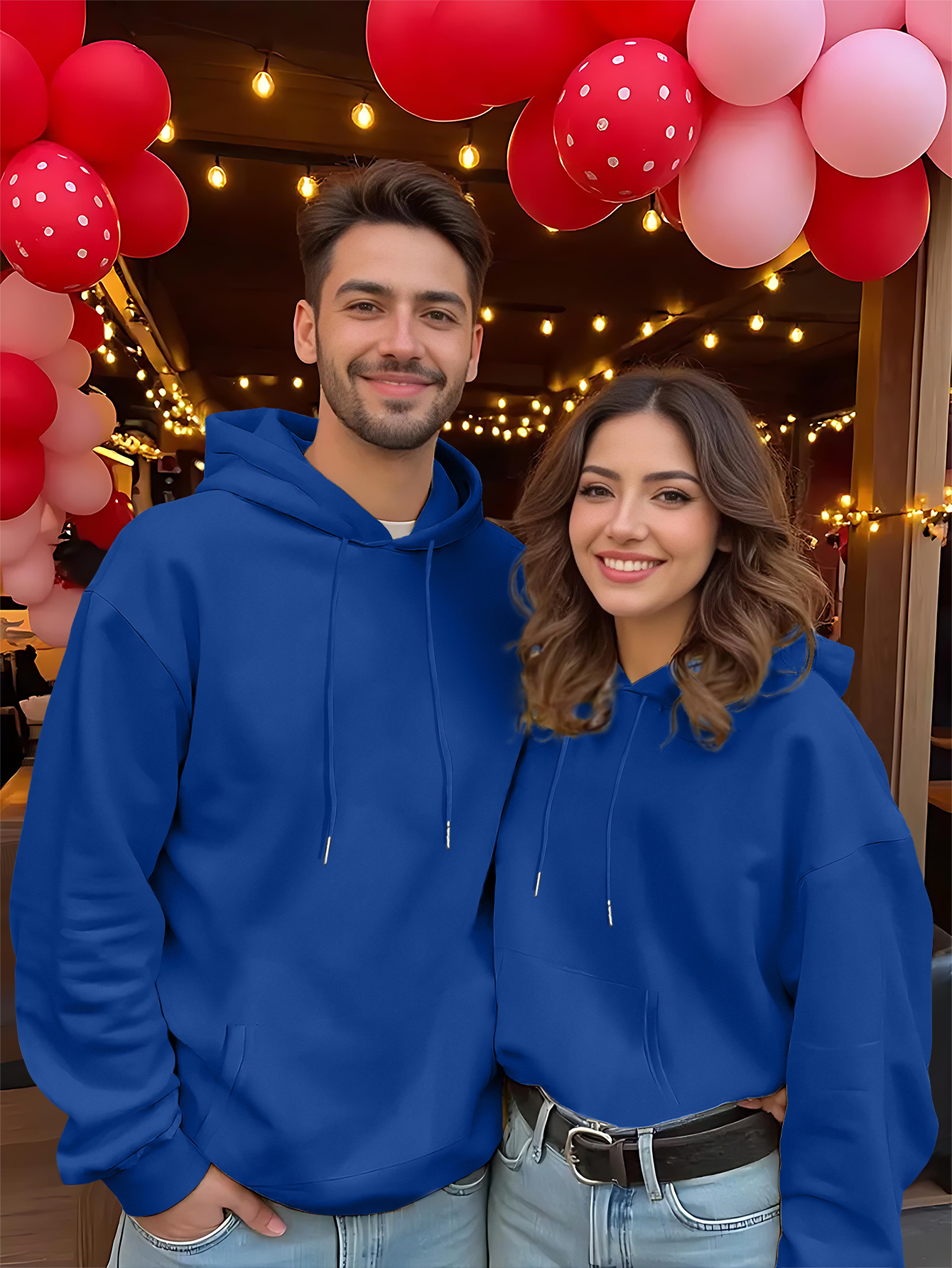 matching couple's plush hooded sweatshirts thickened ins Temu