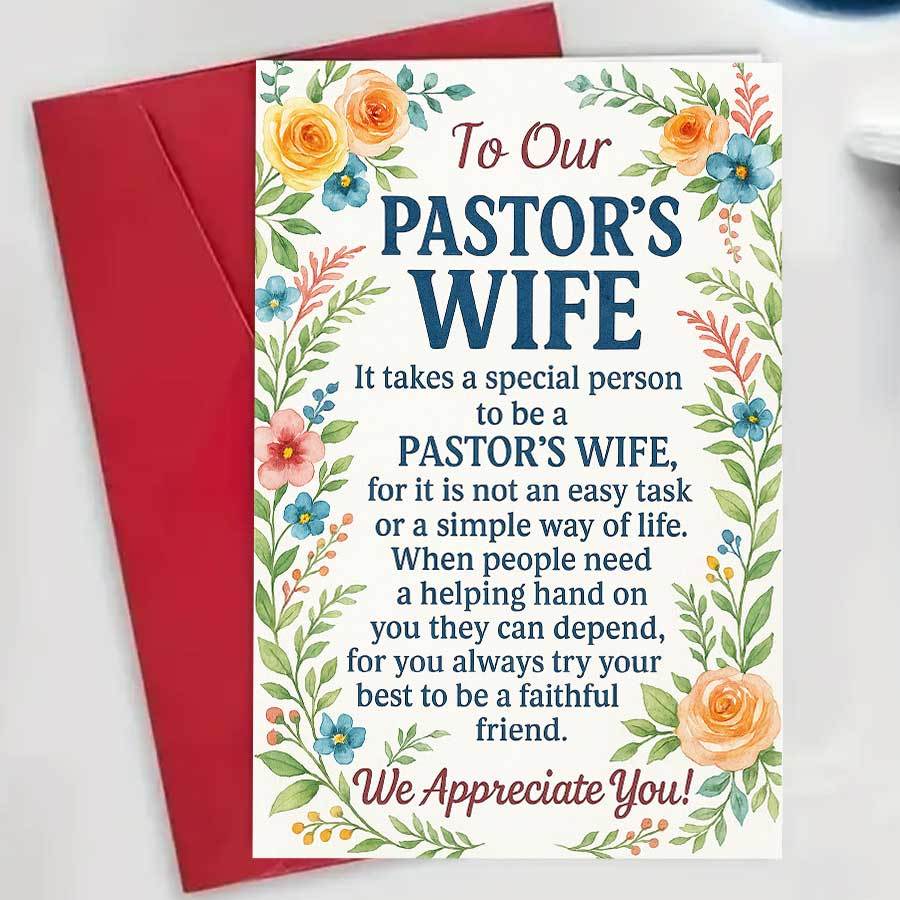 TEMU Single Unit Pastor's Wife Appreciation Card, Ideal As A Church Gift And To Her Faith, Kindness, And Support For Grateful Church For