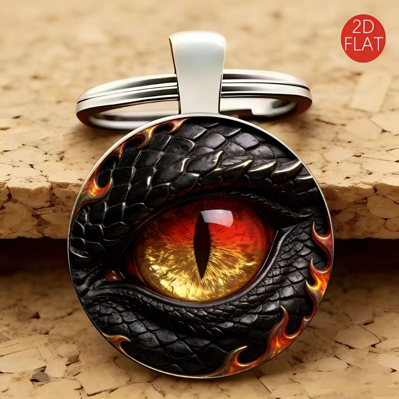 TEMU Fashionable 2d Flat Dragon Eye Keychain Circular Glass Keychain, Suitable For Bags And Car Keys, Is An Ideal Gift For Anniversaries, Birthdays,