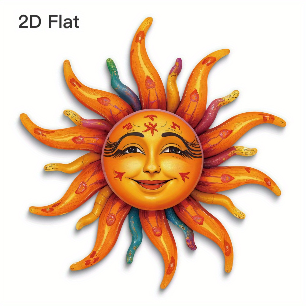 TEMU 2d Flat, 2d Flat Putuo Decor 1pc Sun Shaped Metal Sign Outdoor Garden Decoration, Outdoor Garden Wall Art Decor For Home Room Yard Flower Garden