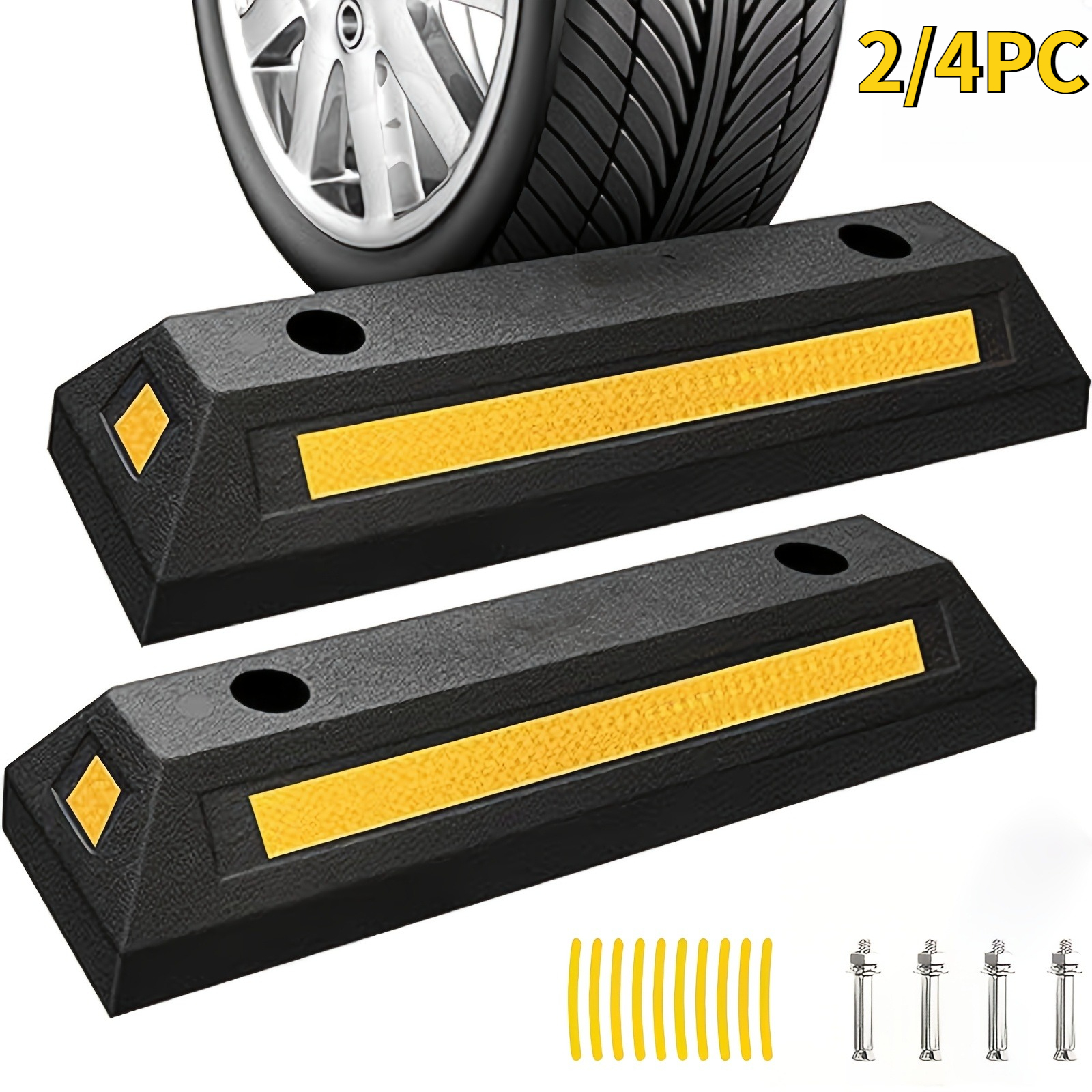 2/4pcs Heavy Duty Rubber Parking Guide