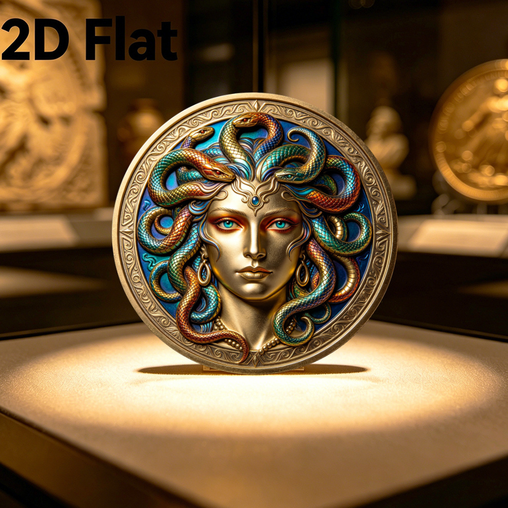 TEMU Replica Coin 1pc, Medusa Commemorative Coin, Double-sided Medusa And Eye Collectible Coin, Mythological Protection Theme Token, Protection