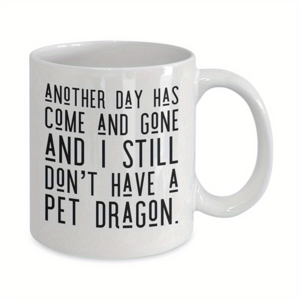 TEMU Pet Dragon Mug, Dragon Mug, White Fantasy Mug, Funny Dragon Mug, Mug, 11oz And Coffee Mug Great For Home And Office Use, Multifunctional Kitchen Supplies