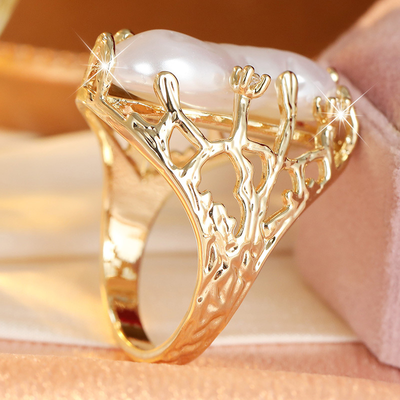 Women's Vintage Golden Long Statement Ring, Elegant Gift