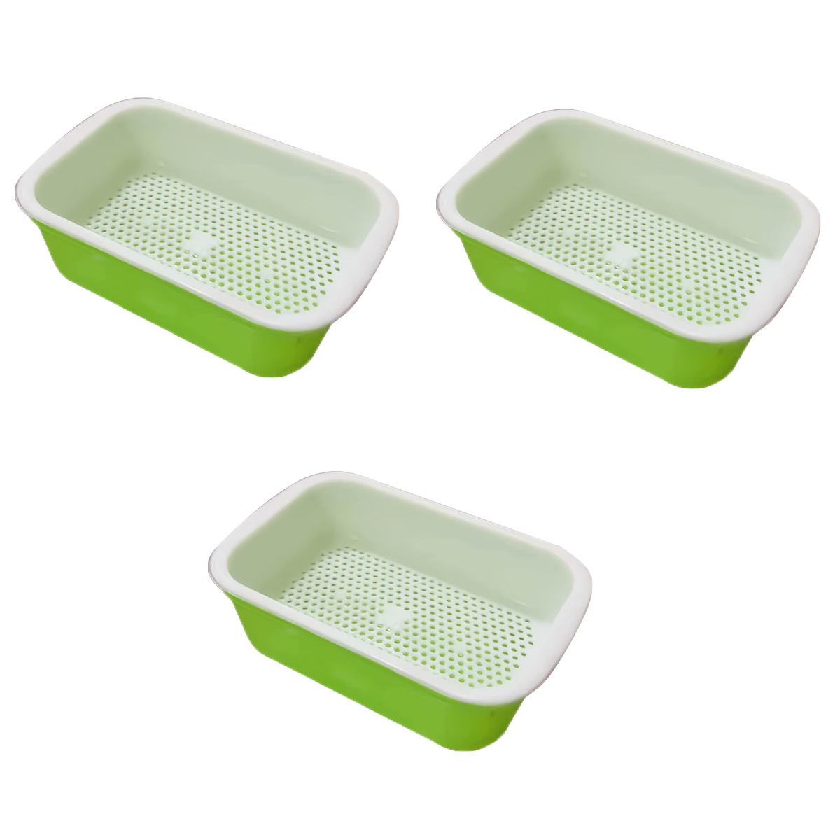 TEMU Lot de 6 pièces (3 bases + 3 grilles intérieures) Plateau de semis hydroponique terre avec couvercle à grille | Plateau de germination, convient