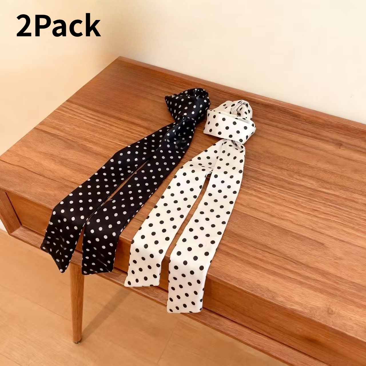 E-shop 2 Stück Koreanischer Stil Punkte Schal, Kleines Langes Stirnband, Kleidungszubehör Band, Halstuch Schal, Kopftuch Gürtel