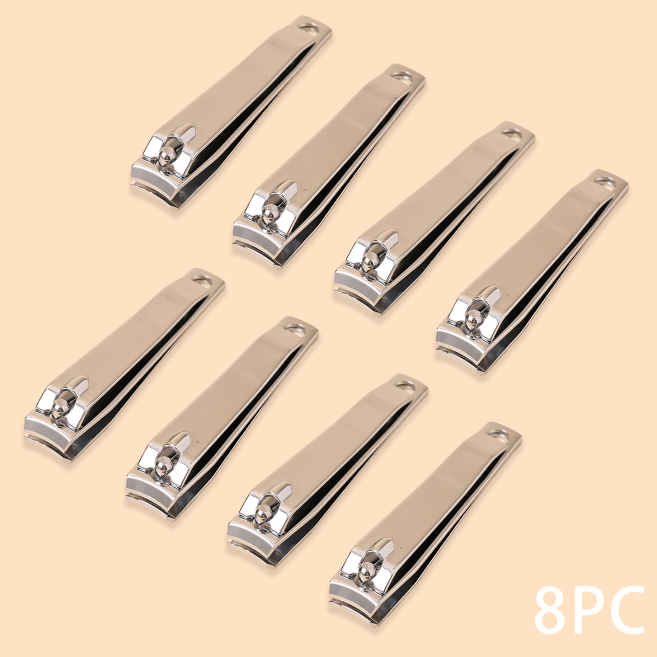 TEMU 8pcs Stainless Steel Nail Clippers Set, Flat-end Nail Cutters, Sharp , Home Nail Care Tool, Hand And Toe Nail Trimming, Travel Portable, Holiday