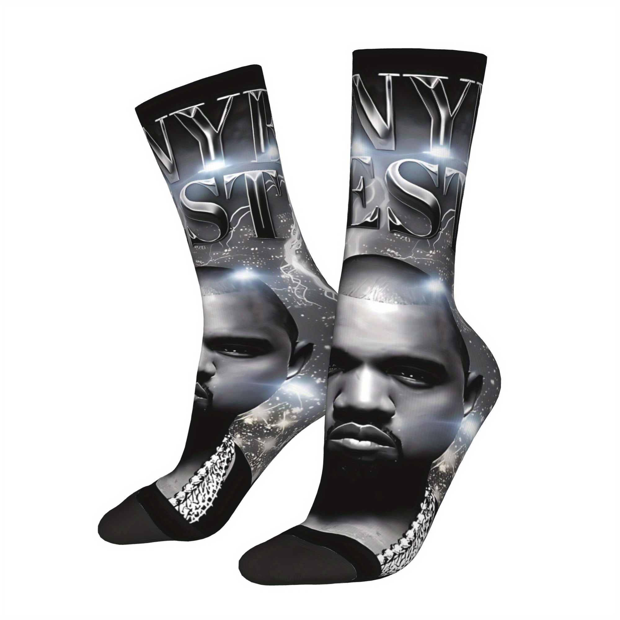 TEMU Kanye Sock Printed For Man Polyester2d Print Design