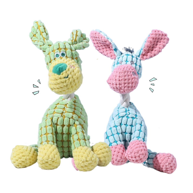 TEMU 2pcs Plush Dog Toy Set With - Soft Fluffy Chew Toy With , Cute Stuffed Animal With Heart/circle Tag, Safe & Durable For Small To Medium Dogs,