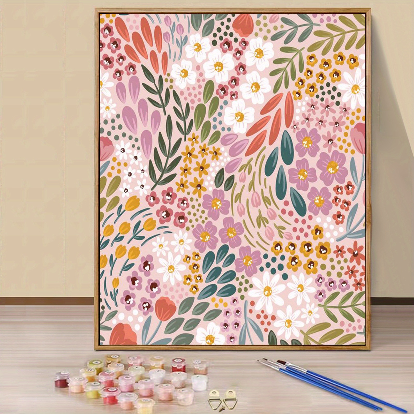 Malen Nach Zahlen Für Erwachsene – 40x50 Cm Leinwand „Blumenweg“, Acrylfarben & Pinsel, Ohne Mischen, DIY Kunst, Entspannung