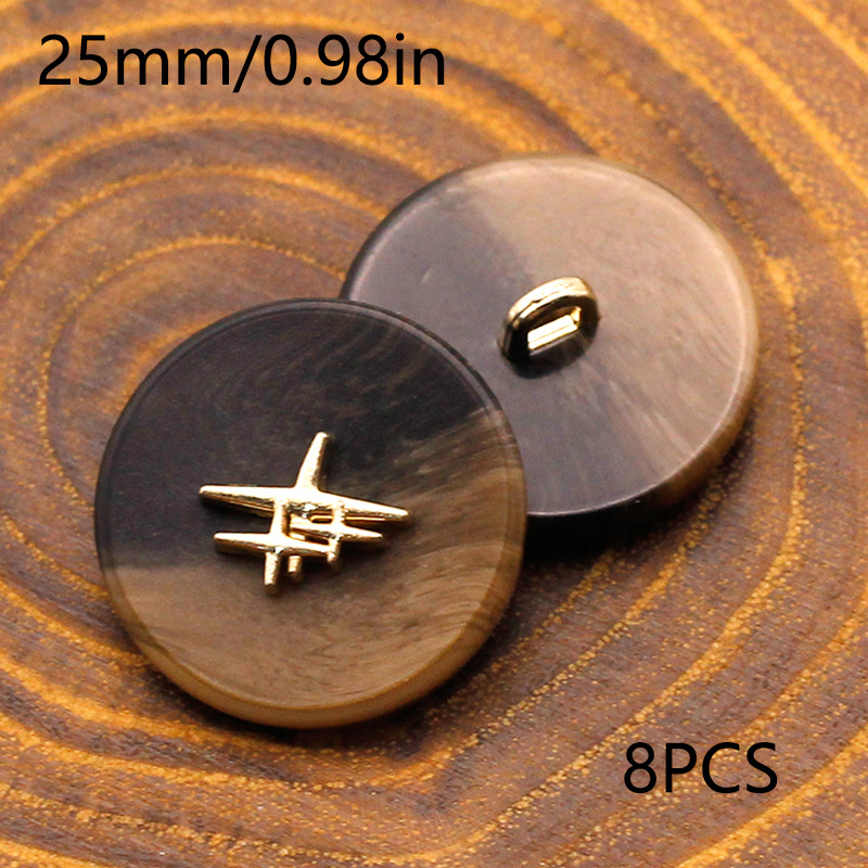 TEMU 8 Peças de Botões de Resina para Casacos, Blazers, Cardigans - Botões Vintage Multicoloridos para Camisas e Jaquetas, Fechos para Blazers,