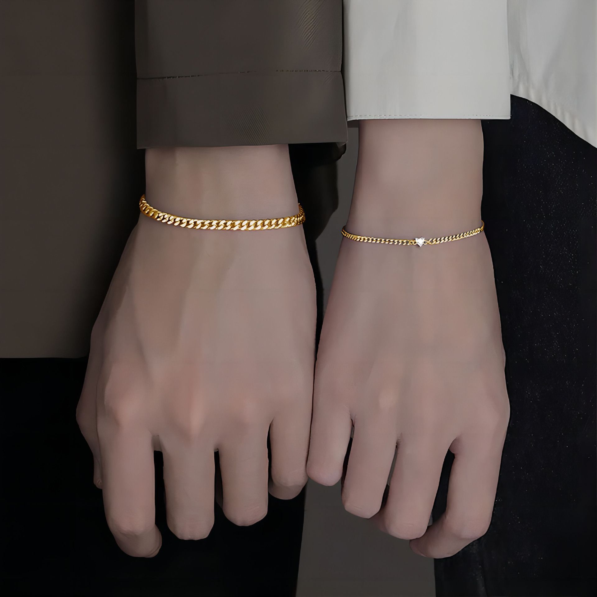 2 piezas de pulseras de pareja de circonio de corazón, joyas de moda para mujeres, regalos de San Valentín.