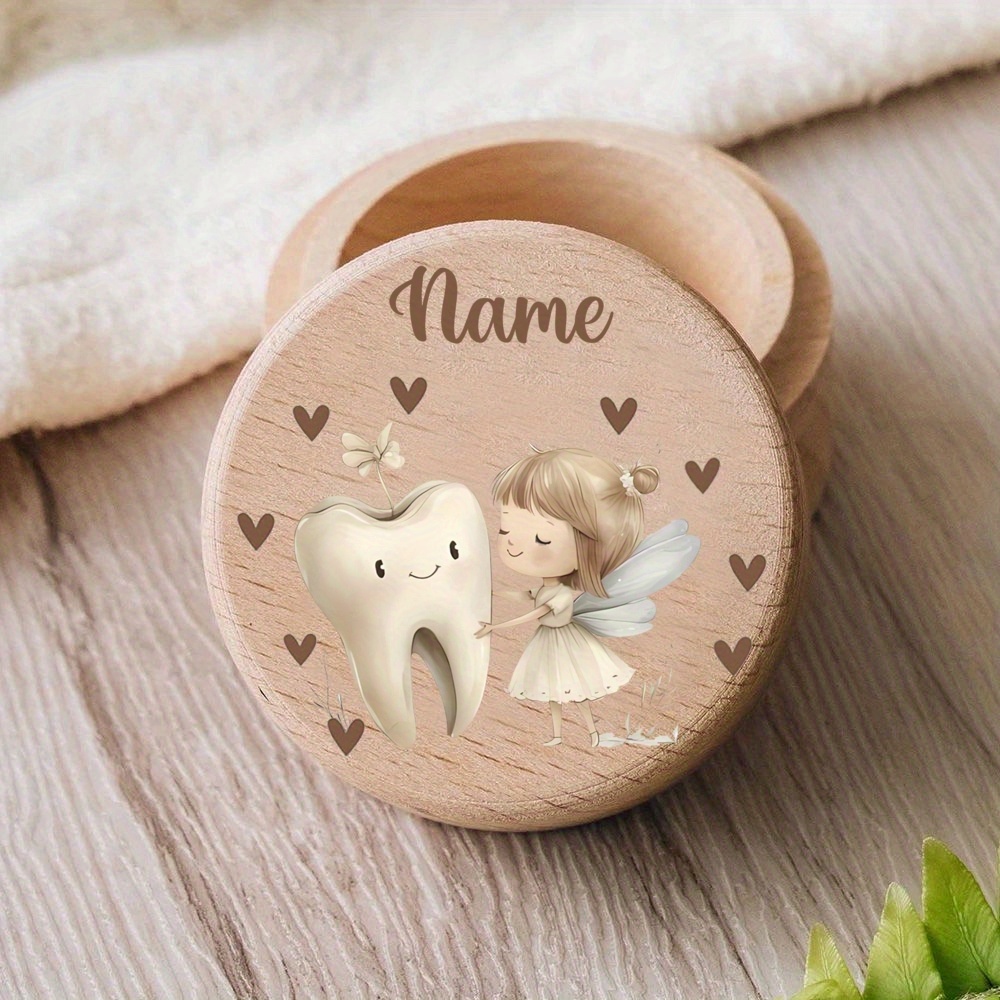 Personalized Teeth Box With Custom Name/initials - Wood Keepsake Storage For Cord, & Tooth - Christening Gift Suitable For Shower, Milestones Preservation Box