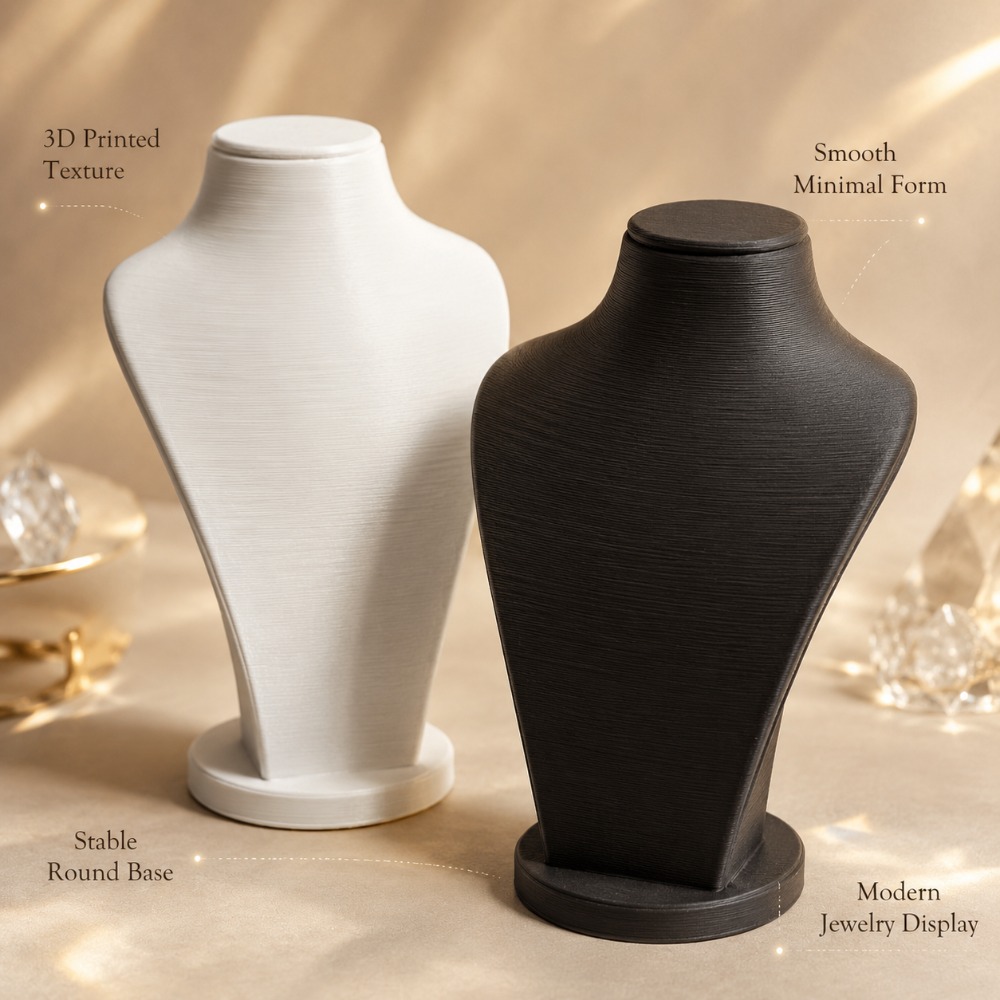 Minimalist Black and White Jewelry Bust Display Stand