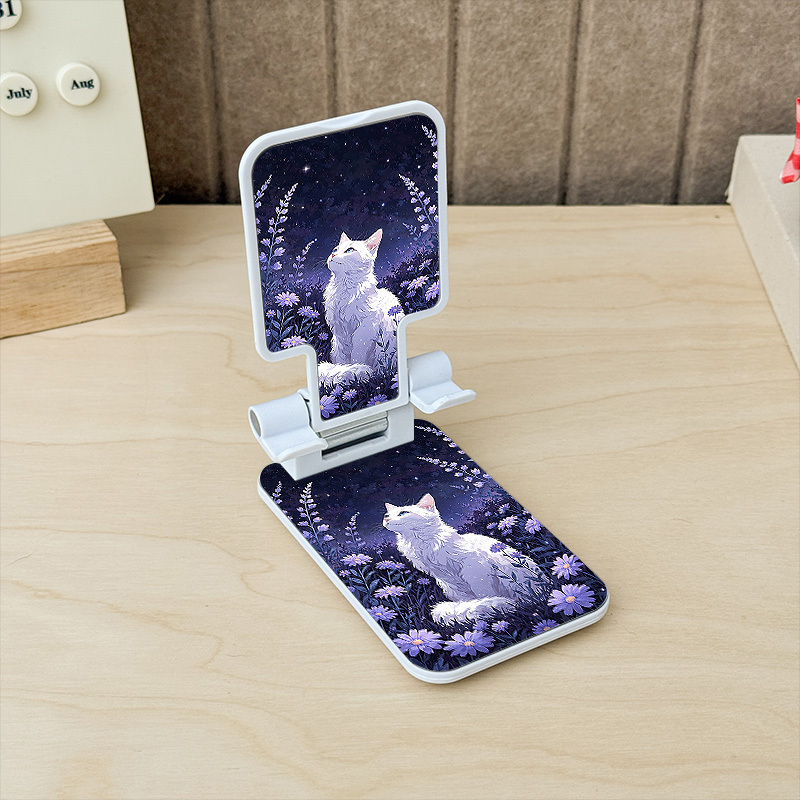 TEMU 【タンド】星空猫デザインのポータブル伸縮式タンド。全スマホ対応。角度調整可能、折りたたみ式で持ち運び簡単。安定性と滑り止めベースで、ドラマ鑑賞に最適。