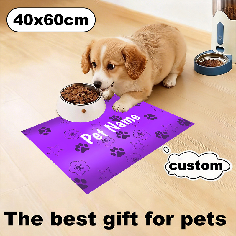TEMU 1pc Personalized Diatomite Pet Feeding Mat Suitable For Bowl, Quick-dry Non-slip Mud Food Mat With Custom Photo/name, Washable Paw Print For,
