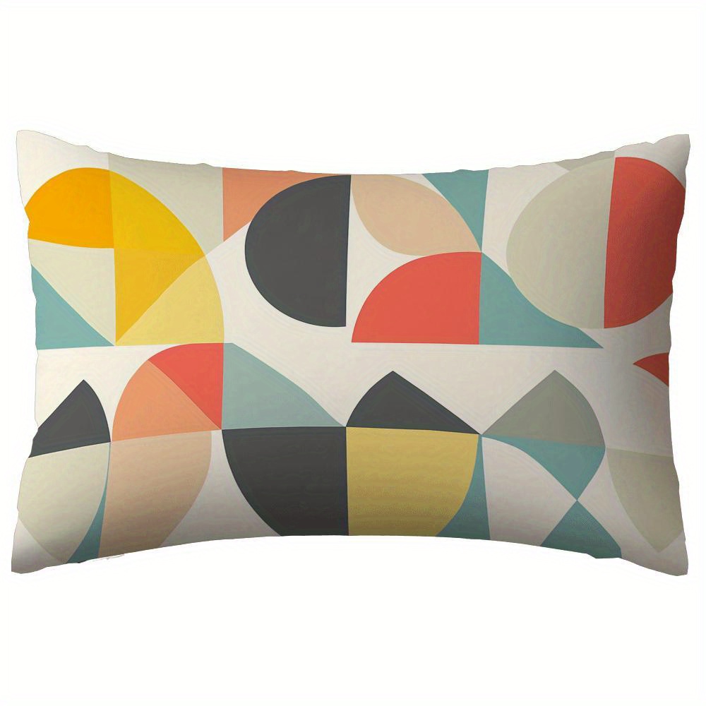 TEMU 1 pièce Housse de coussin lombaire douce Harmonie géométrique, Housse de coussin rectangulaire décorative 12x20 pouces pour décoration