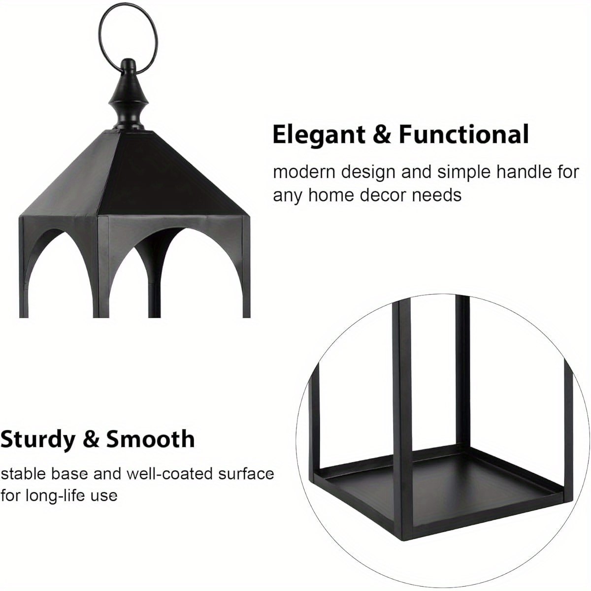 Eufrozy Modern Farmhouse Lantern Decor, Black Metal Candle Lanterns Decorative Indoor Set Of 2, Rustic Candle Holder Decoration For Living Room/ Home/Outdoor/Table/Fireplace/Mantle/Wedding/Porch
