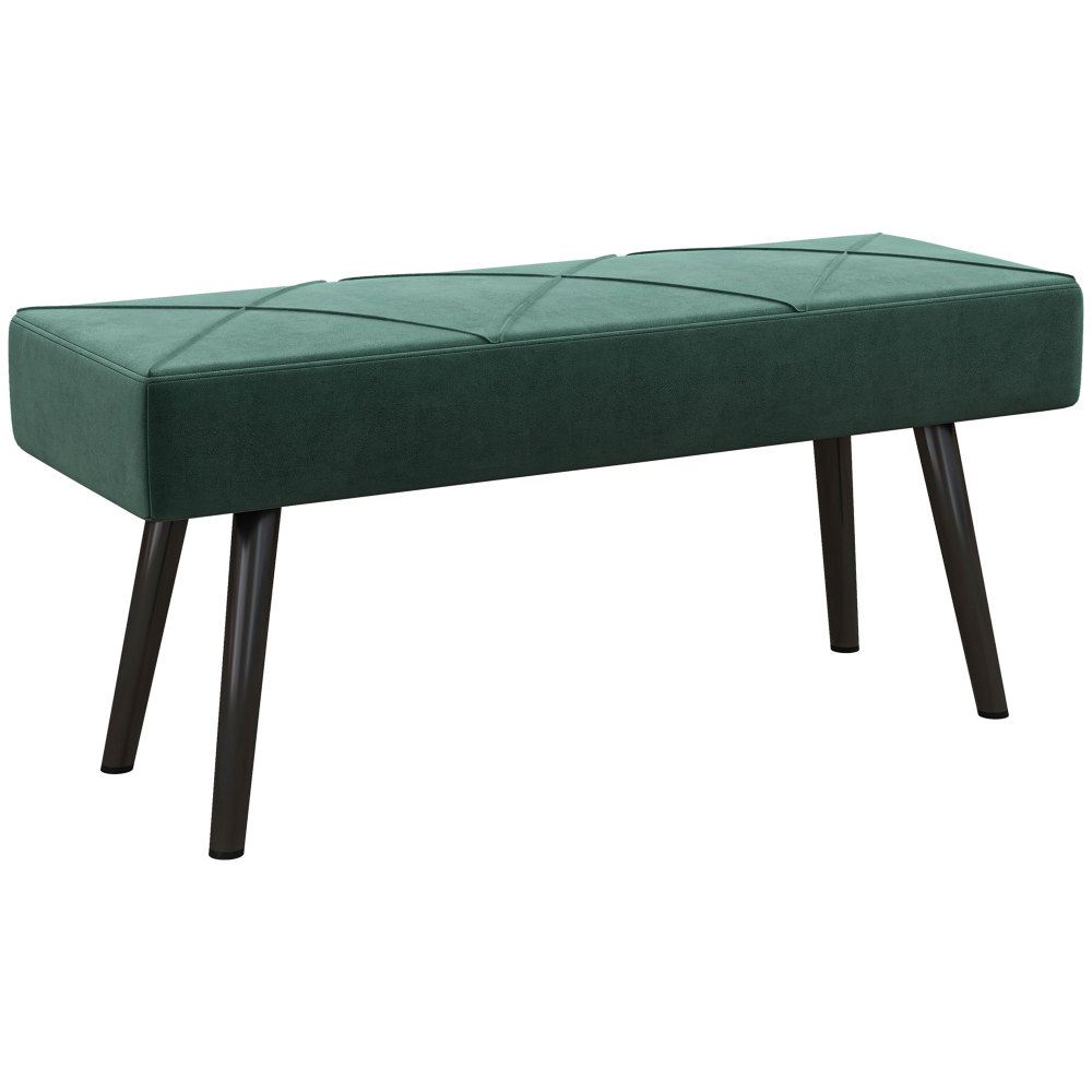 Velvet Upholstered Bench X-design 100x36x45cm Green Entryway Bedroom Bed Bench Supports Up To 120kg