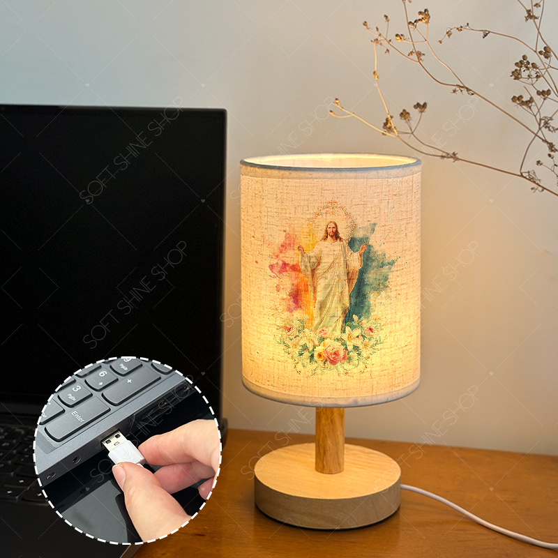 USB-Powered Modern Bedside Table Lamp with Upward Lighting