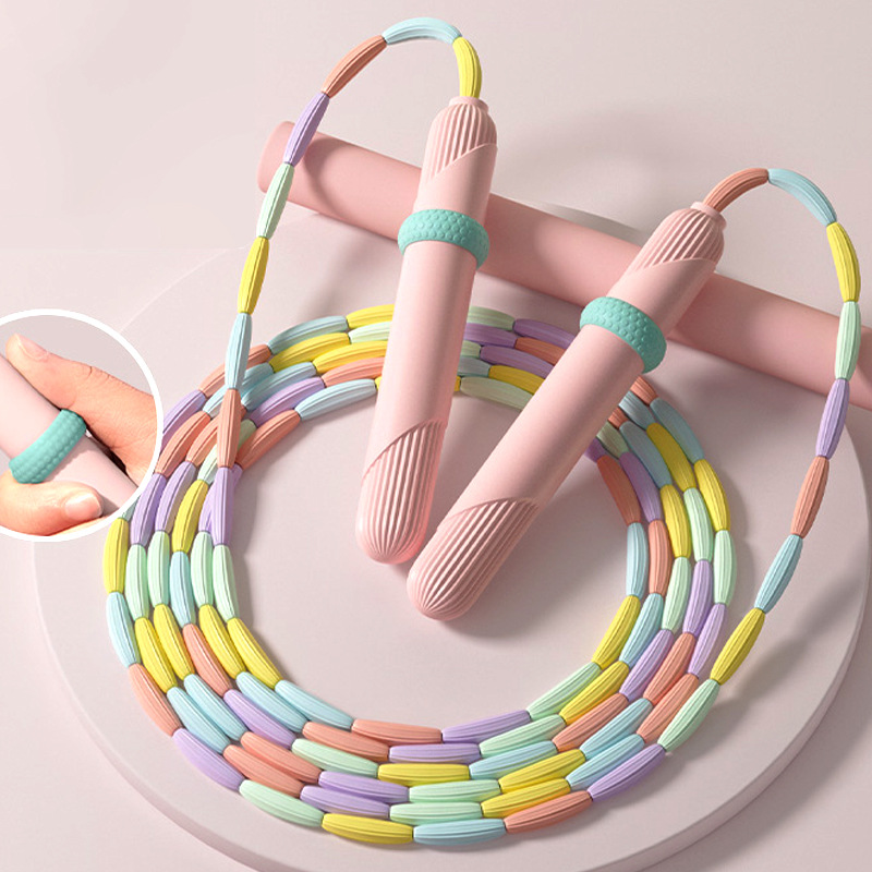 Adjustable Length Professional Rope, Suitable For Beginners, With Rainbow Bamboo And Thumb Positioning, For Fitness, Shaping, Weight Loss, And Designed For Middle School Students' Exams. For Training.