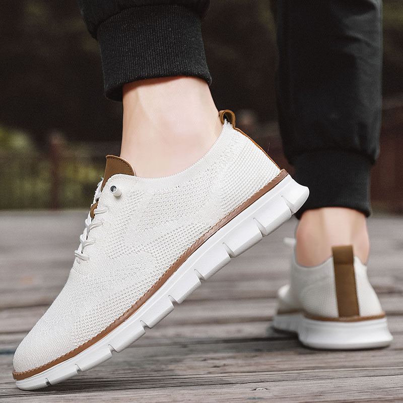 Men'S Breathable Knit Running Sneakers - MD Sole, Lace-Up, Low-Top Casual Athletic Shoes for All Seasons, Outdoor Activity Footwear | Fashion Sneakers | Lace-Up Closure