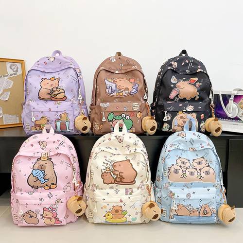 new arrival ultra cute capybara backpack large capacity with stylish prints matching capybara additions ideal for daily self use gifting