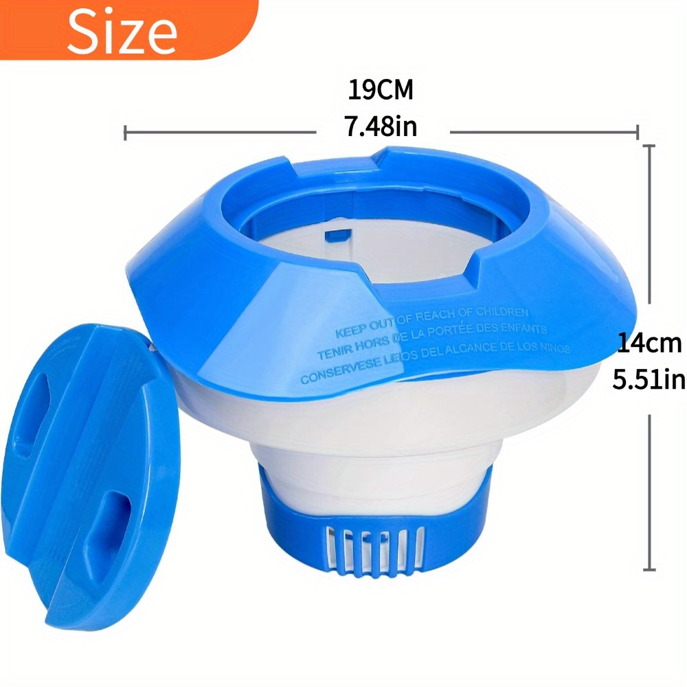 E-shop 7-Zoll-Pool-Chlor-Schwimmer - Großes Fassungsvermögen für 1 & 3 Zoll Tabletten, Verstellbare Freigabe (6-8 Monate), Langlebig & Einfach zu