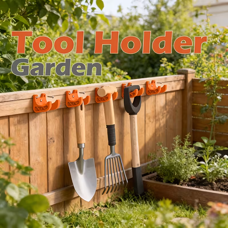 21pcs gardening tool organizer featuring diameter hooks for brooms shovels rakes hoes and other tools this storage solution is wall mounted with screws and offers multifunctional hooks suitable for most gardening and yard tools details 3