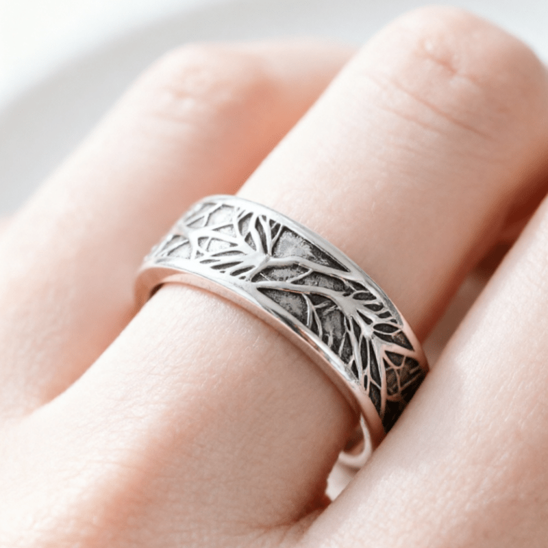 Luxury Synthetic Cubic Zirconia Tree Pattern Couple Rings