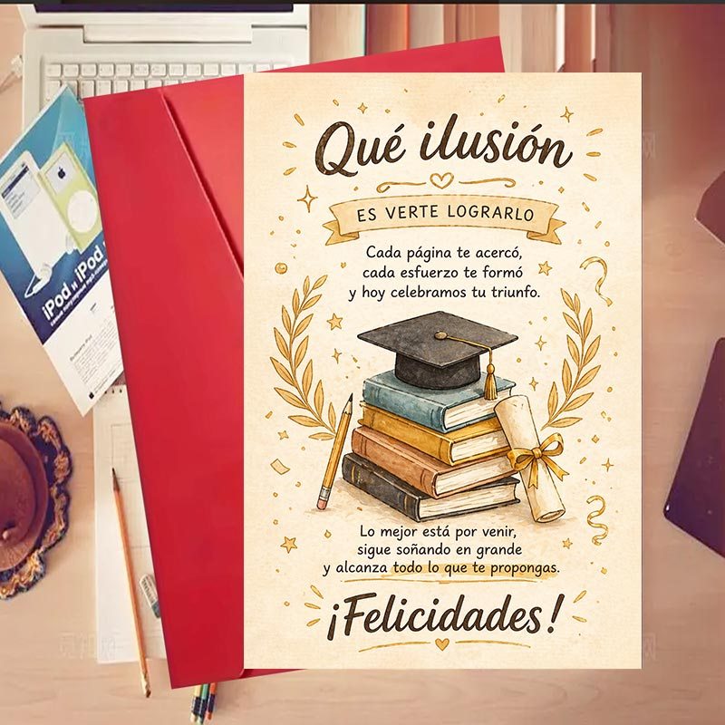 TEMU 1 juego de 1 set de tarjetas de felicitación para y familiares para graduaciones universitarias con diseño de libros apilados, de graduación y
